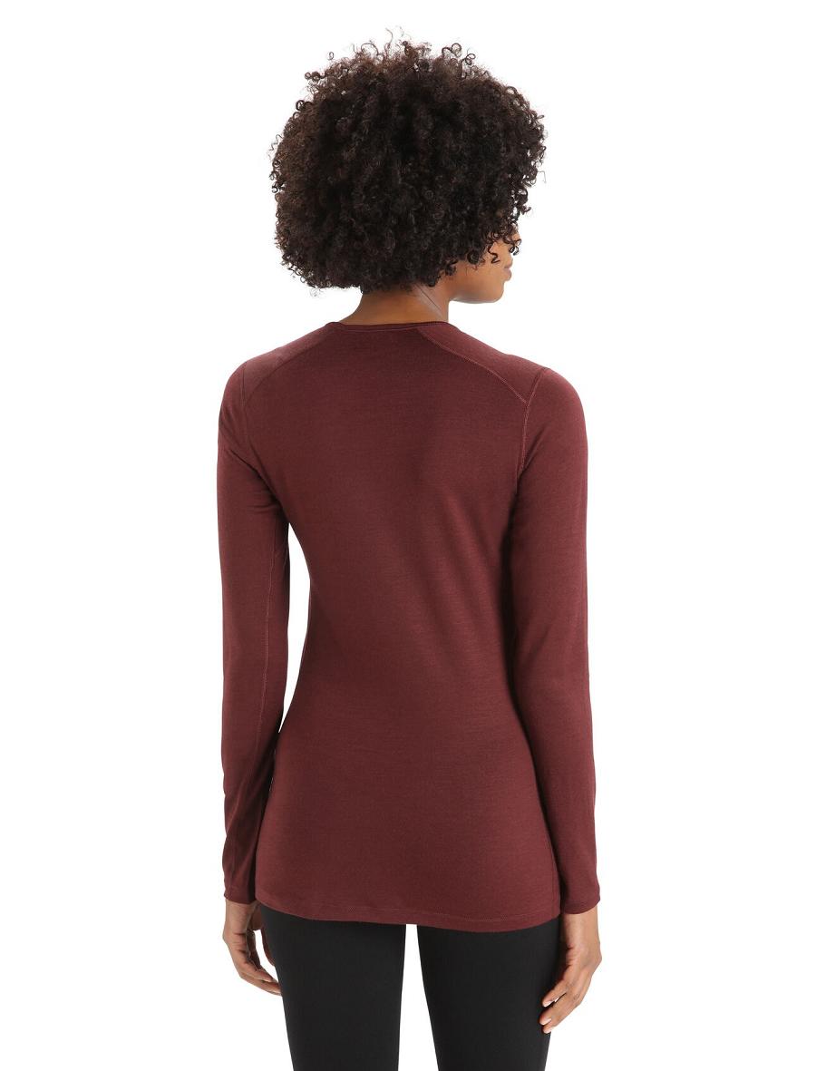 Espresso Icebreaker Merino 200 Oasis Long Sleeve Crewe Thermal Top Women's Base Layers | AU 1928QMAZ